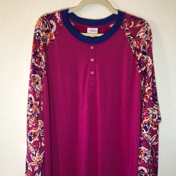 LuLaRoe Pink Long-Sleeve Henley “Mark” 3X BNWT - Picture 3 of 12